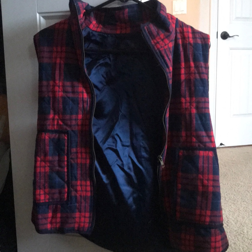 Blue and Red Plaid vest